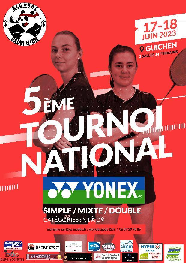 5ème Tournoi National du Badminton Club Guichen/Bourg Des Comptes