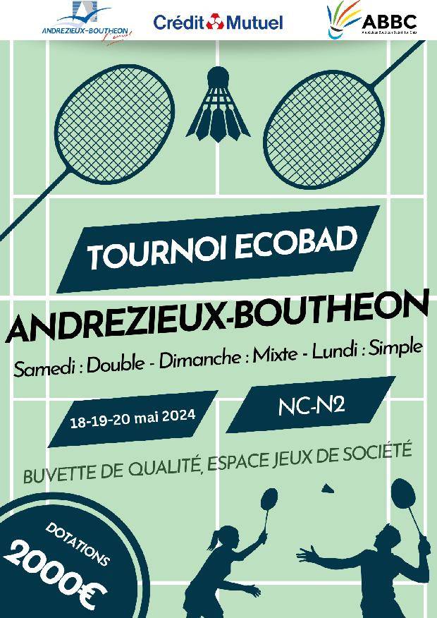 Tournoi écobad d&#039;Andrézieux-bouthéon de simple double et mixte