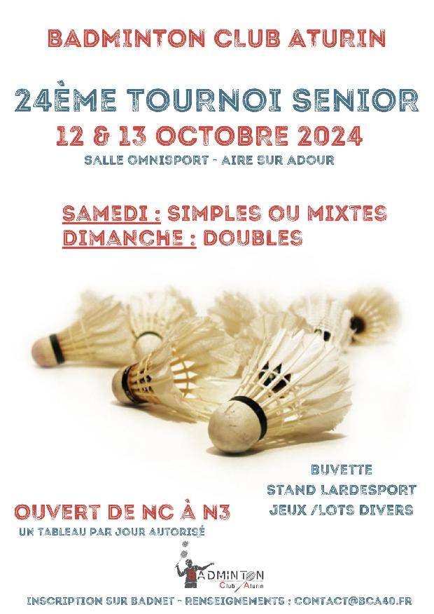 24eme tournoi du Badminton Club Aturin