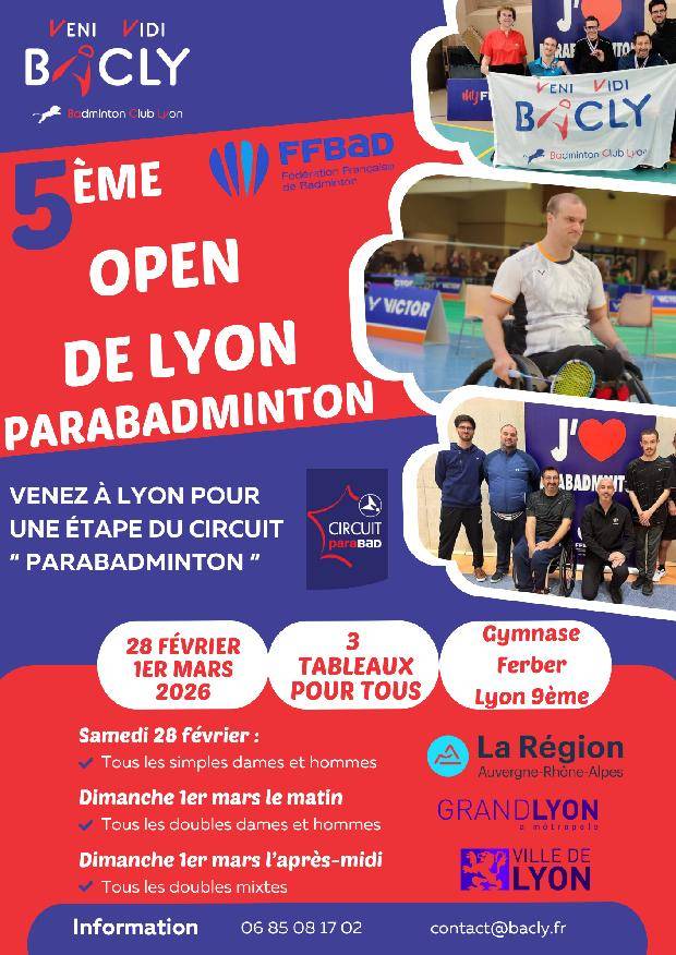 5ème édition Internationale de l’Open ParaBadminton de Lyon