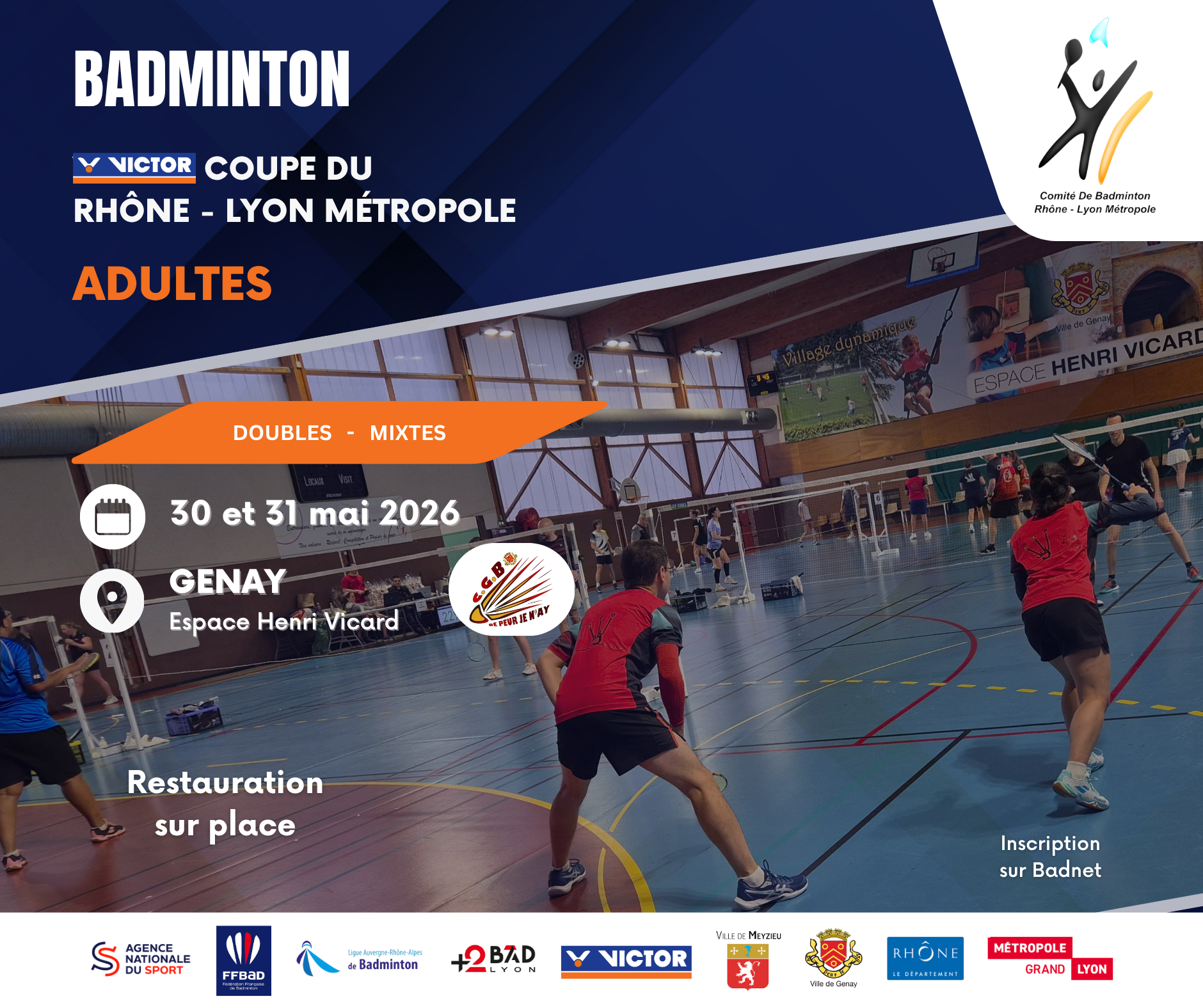 Championnat Départemental 69 - VICTOR Coupe du Rhône - Lyon Métropole Adultes 2026 - Double / Mixte