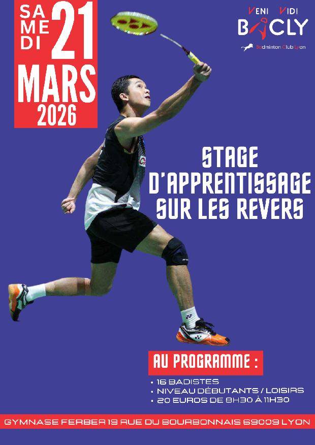 Stage d'Apprentissage sur les Revers du Bad à Lyon