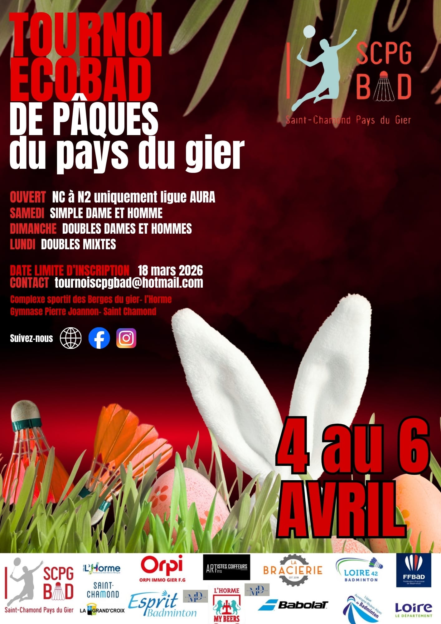 Tournoi écobad de Pâques du Pays du Gier