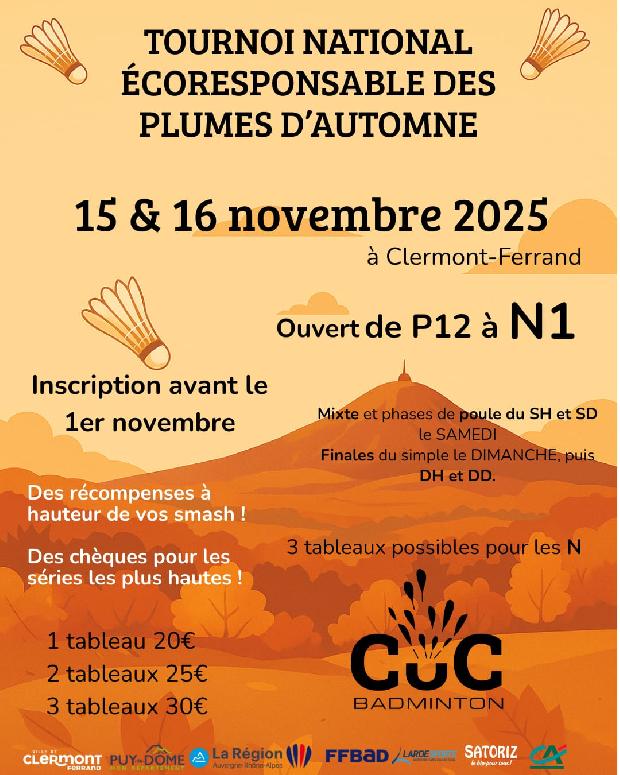 Le tournoi national eco-responsable des Plumes d'Automne