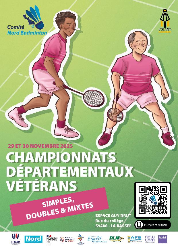 29 et 30-11-2025 | Championnats Départementaux Simples Doubles Mixtes Vétérans | LA BASSEE