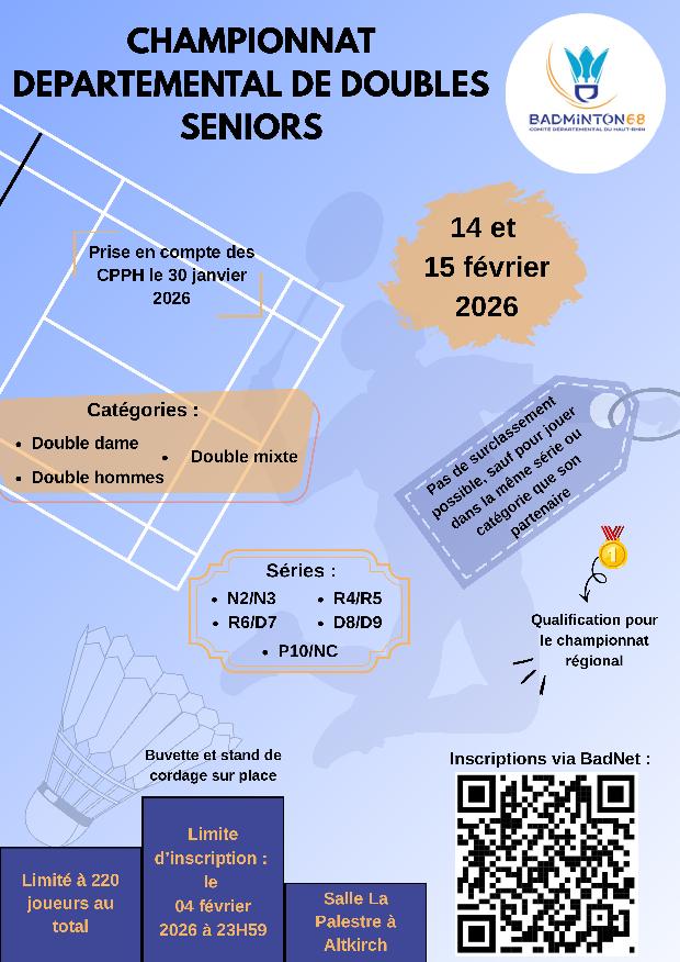 68 - Championnat départemental Double Sénior 2026