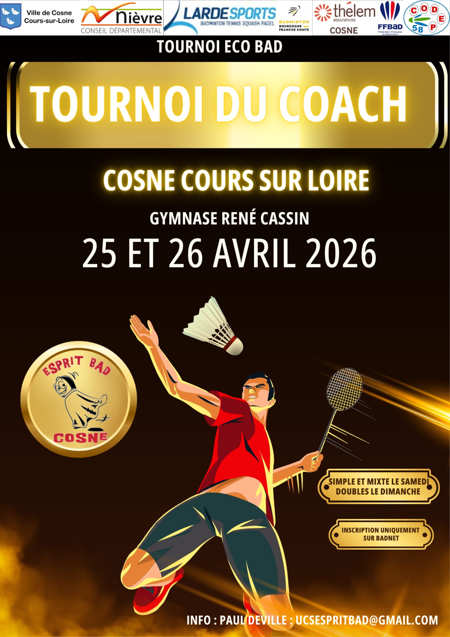 17ème TOURNOI Esprit-Bad - Tournoi du Coach-Eco bad