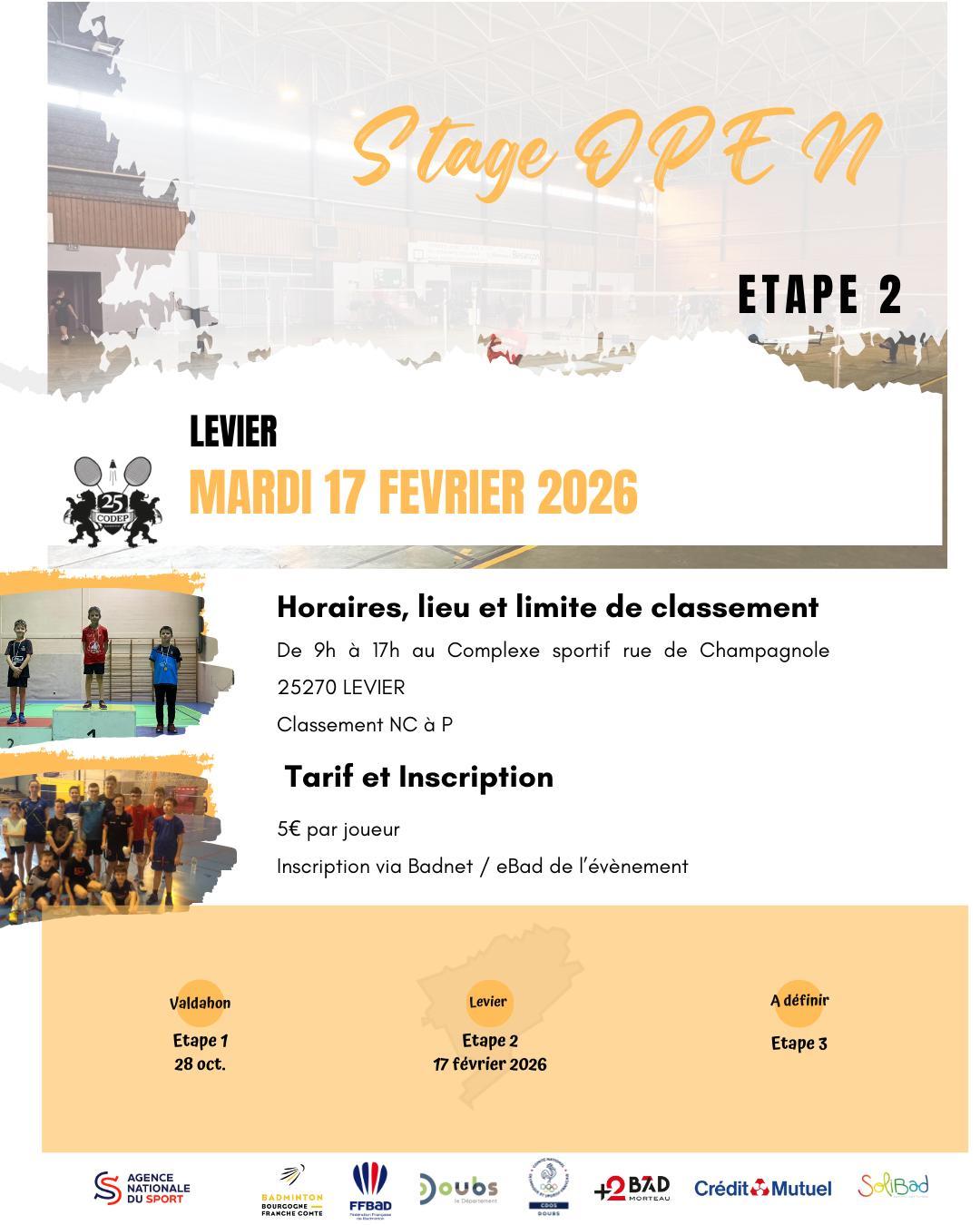 Stage jeunes OPEN mardi 17 février