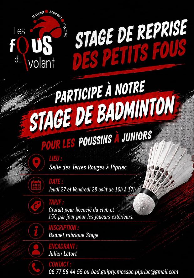Stage de reprise Jeunes des Petits Fous