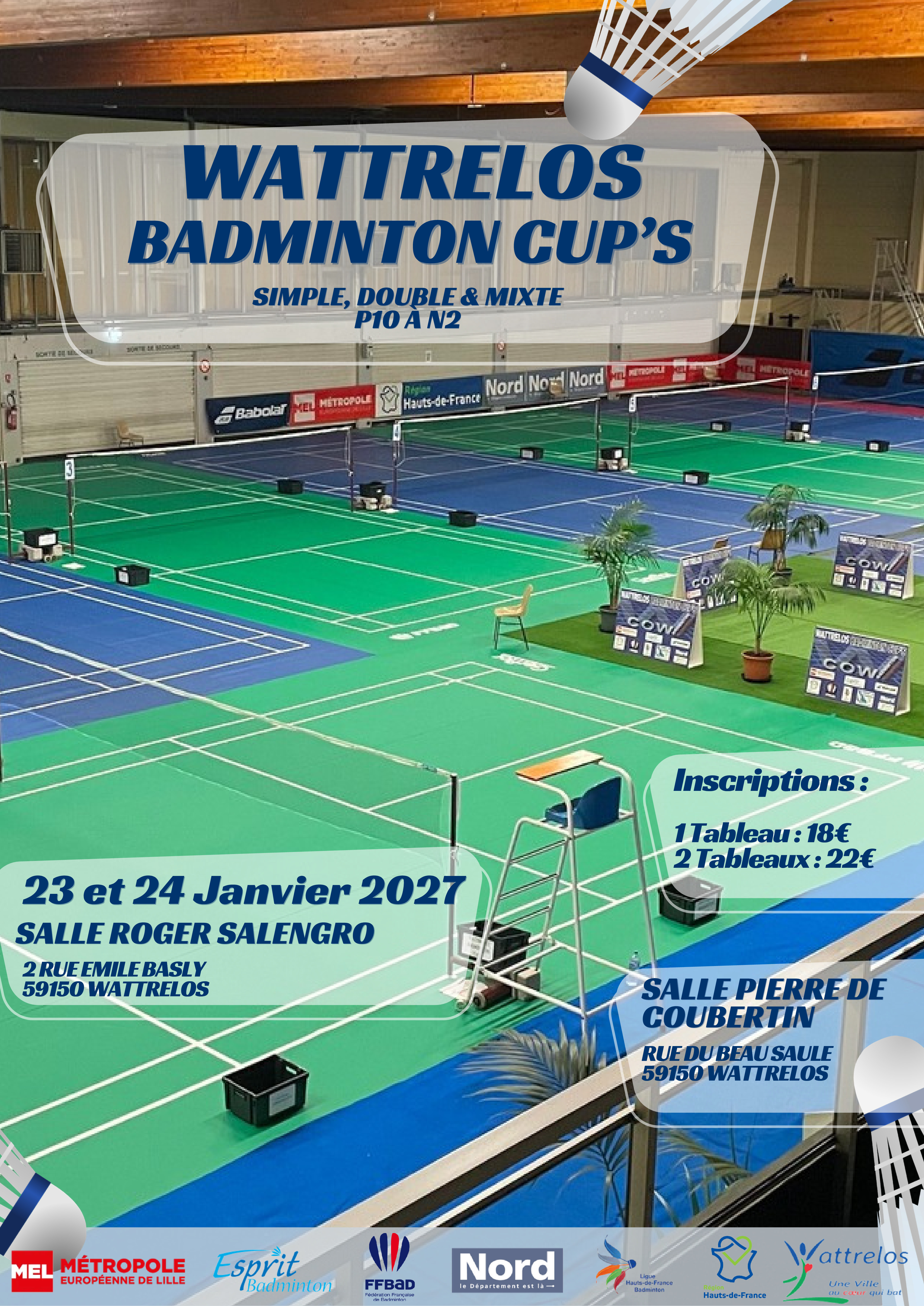 Wattrelos Badminton Cup's 2027 23 et 24/01/2027