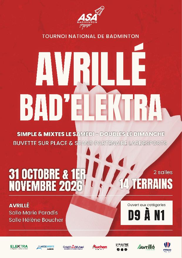 PDLL49 - Tournoi National Séniors Avrillé-Bad'Elektra 2026