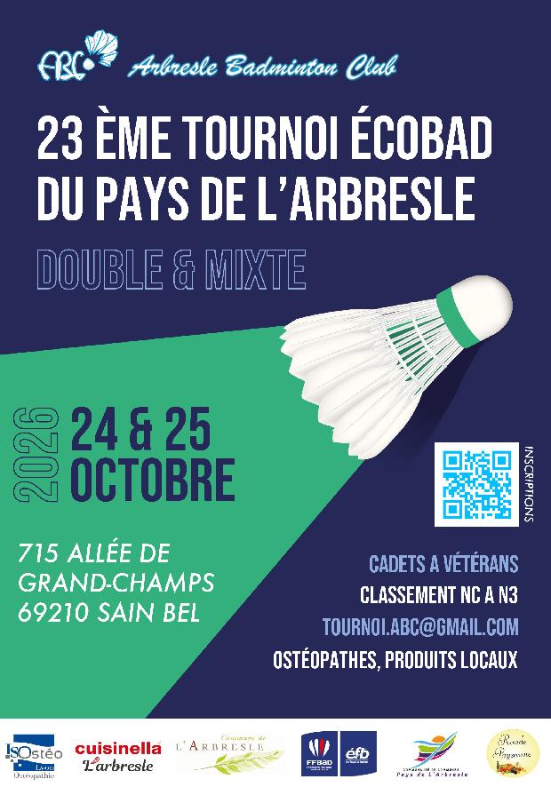 23e Tournoi Ecobad de Double et Mixte du Pays de l’Arbresle