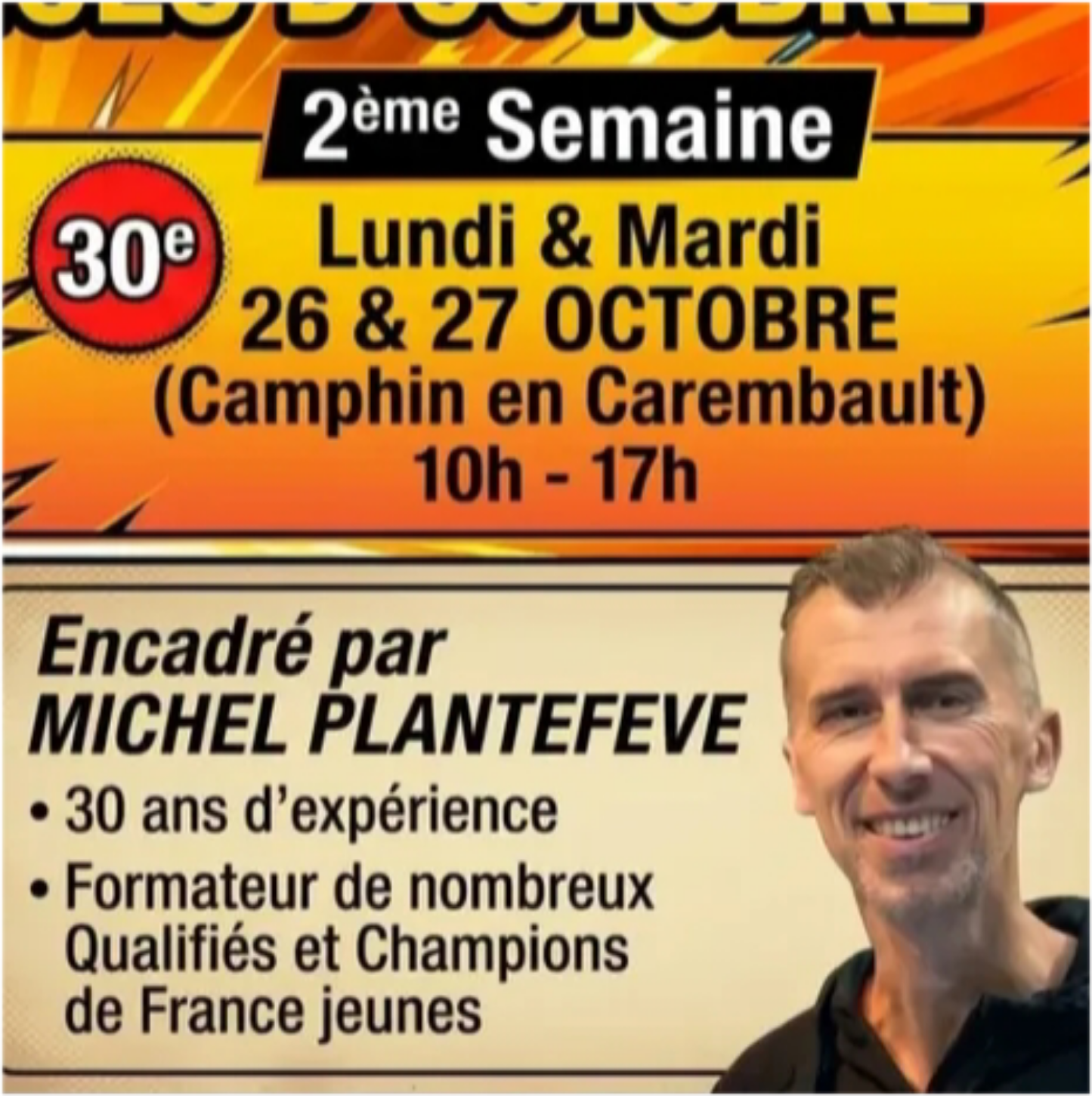 stage jeunes vacances Octobre 2026