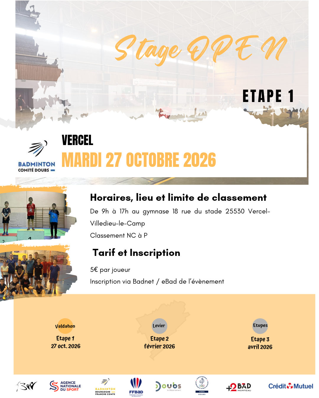 Stage jeunes OPEN tous niveaux - Comité 25
